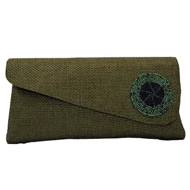 Olive Jute Clutch