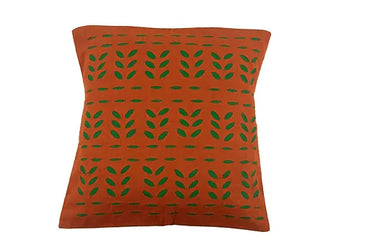 CUSHION COVER(APPLIQUE) ORANGE-GREEN