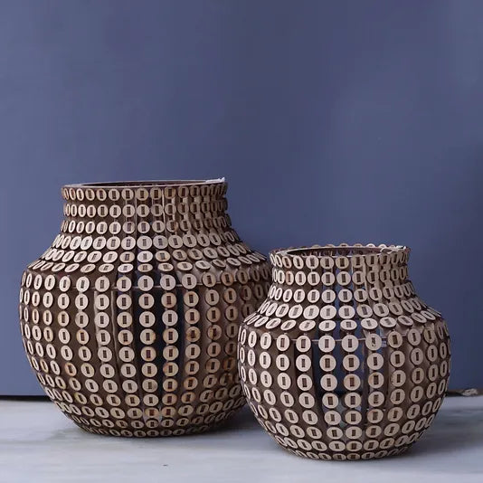 Wooden Button Pot Vase