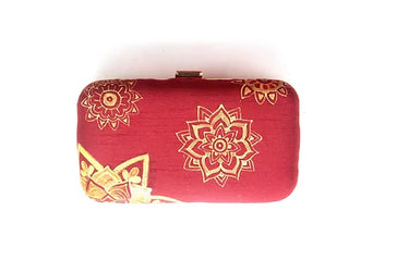 Hand Painted Red & Golden Clutch