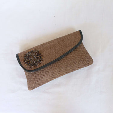 Brown Jute Clutch