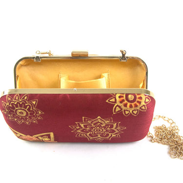 Hand Painted Red & Golden Clutch