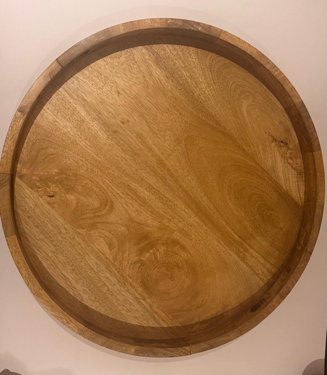 Premium 20-Inch Round Mango Wood Serving Tray